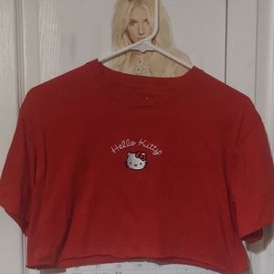 Sanrio Hello Kitty Red Crop Top Short Sleeve TShirt Kawaii Oversized Extra Small